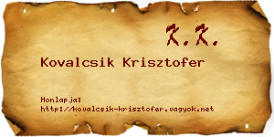 Kovalcsik Krisztofer névjegykártya